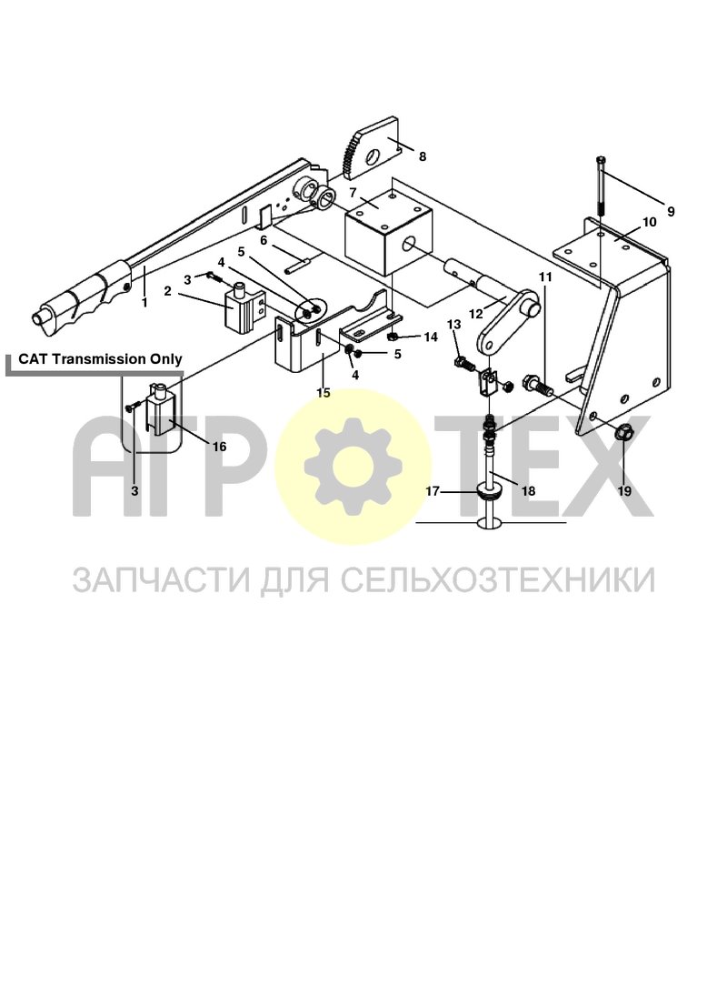 Чертеж Управление стояночным тормозом в сборе (7PBC01)